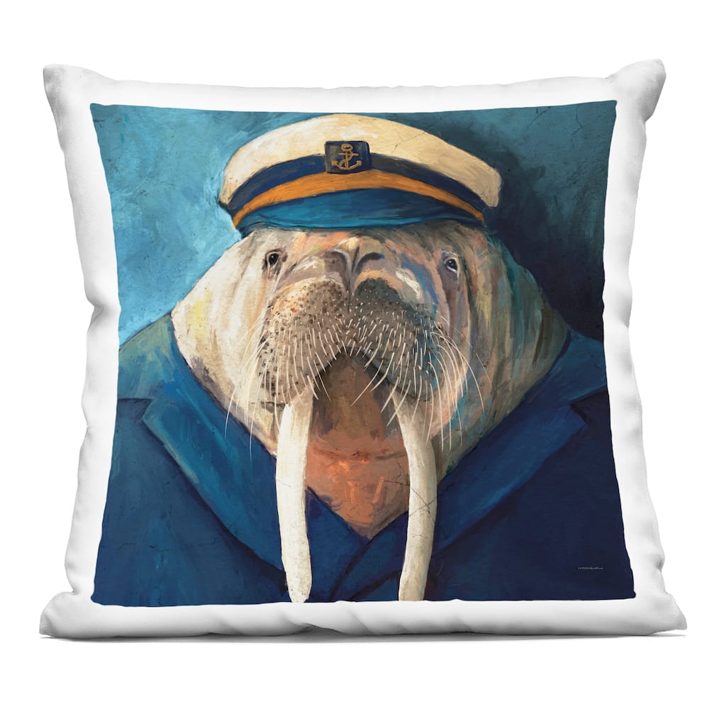 Stupell Sailor Captain Walrus Decorative Printed Throw Pillow Design by Kamdon Kreations