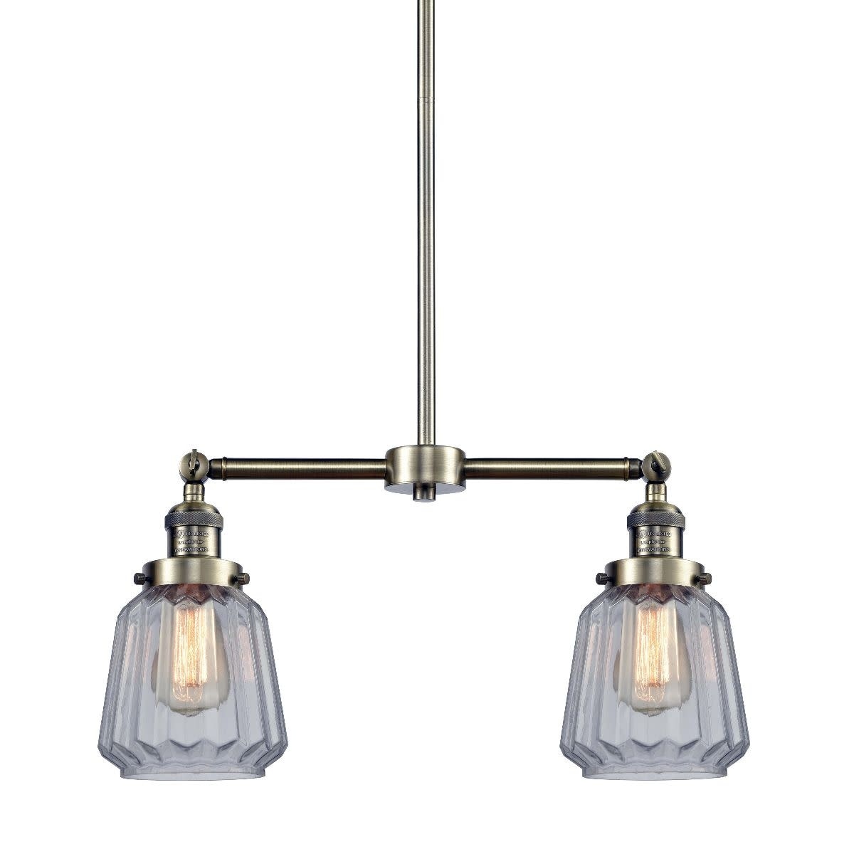 Innovations Lighting 209 Chatham  Chatham 2 Light 21" Wide Linear Chandelier - (Brushed Brass / Mercury Plated) - Chandeliers For Bedrooms by Overstock.com