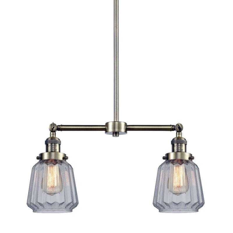 Innovations Lighting Chatham 2 Light 21" Wide Linear Chandelier - Antique Brass / Clear