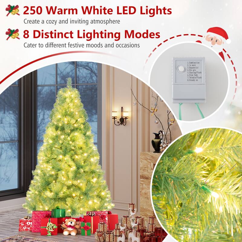 Gymax 6 FT Pre-Lit Tinsel Christmas Tree Artificial Xmas Tree w/ Lush