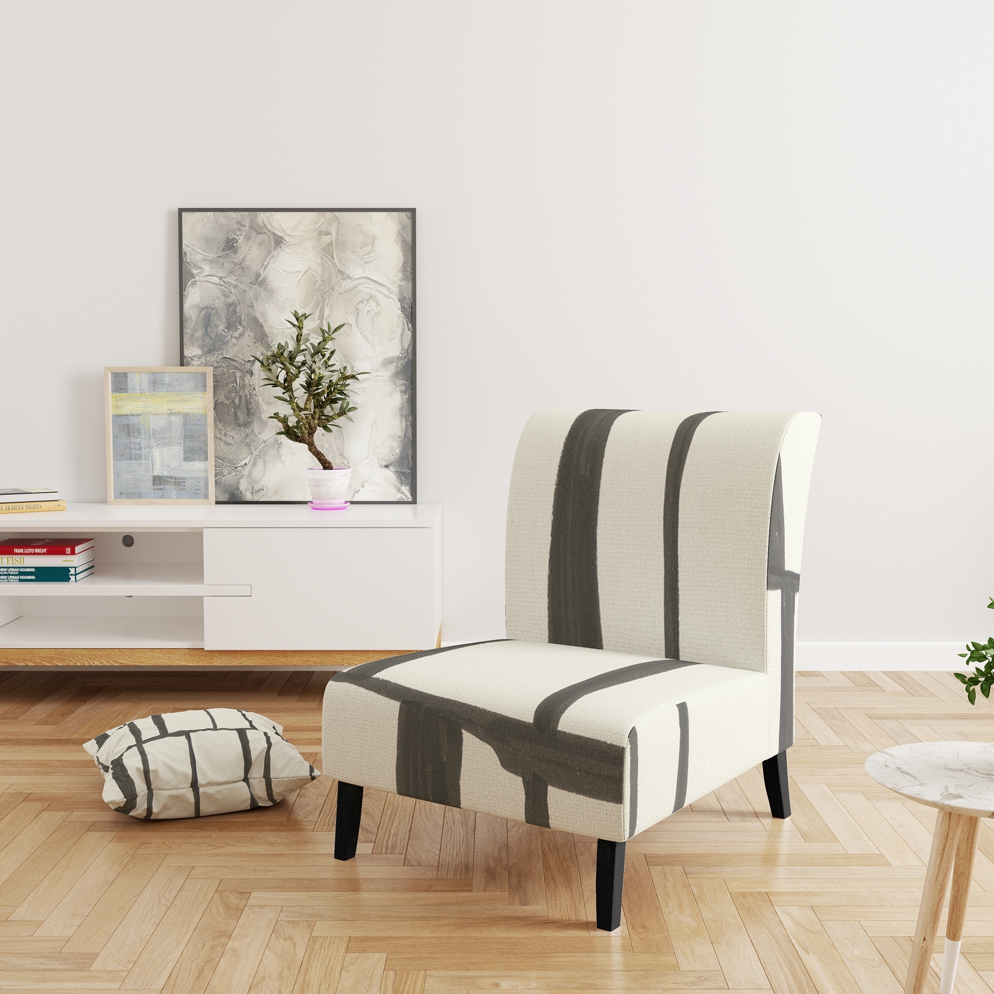 Designart "Minimalist Black And White I" Upholstered - Picture 11 of 20