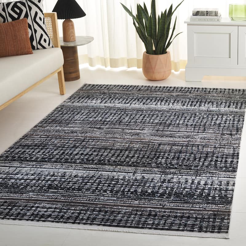 SAFAVIEH Mila Izola Modern & Contemporary Rug - 4' x 6' - Black/Beige Ivory