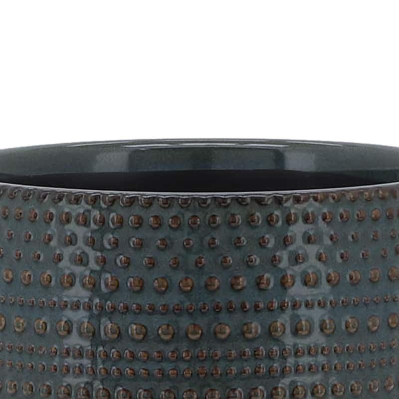 Sagebrook Home Ceramic Planter with Natural Wood Stand