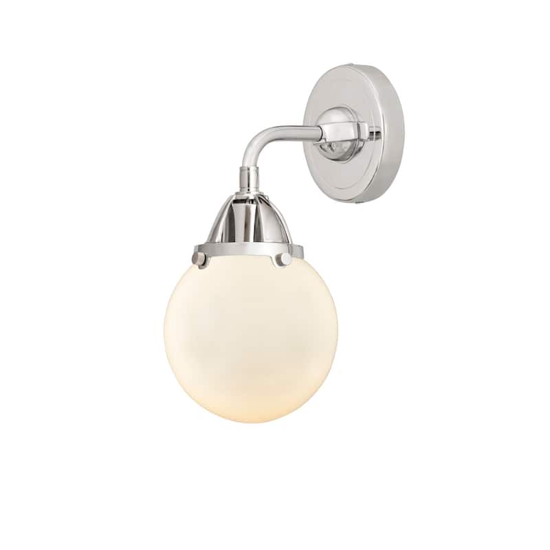 Innovations Lighting 288-1W-10-6 Beacon Sconce Beacon 10" Tall Wall - Polished Chrome / Matte White