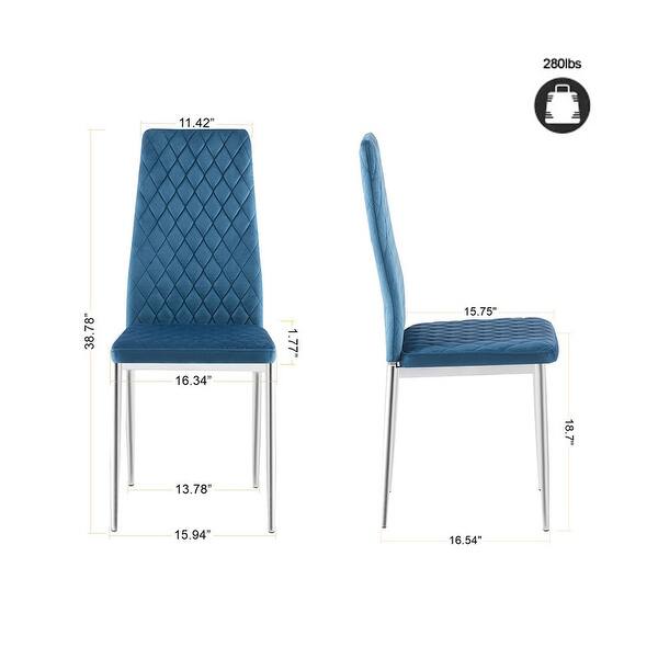 dimension image slide 3 of 4, Grondin Modern Minimalist Style Upholstered Dining Chair Set with High Density Sponge Padded and Chrome Metal Legs