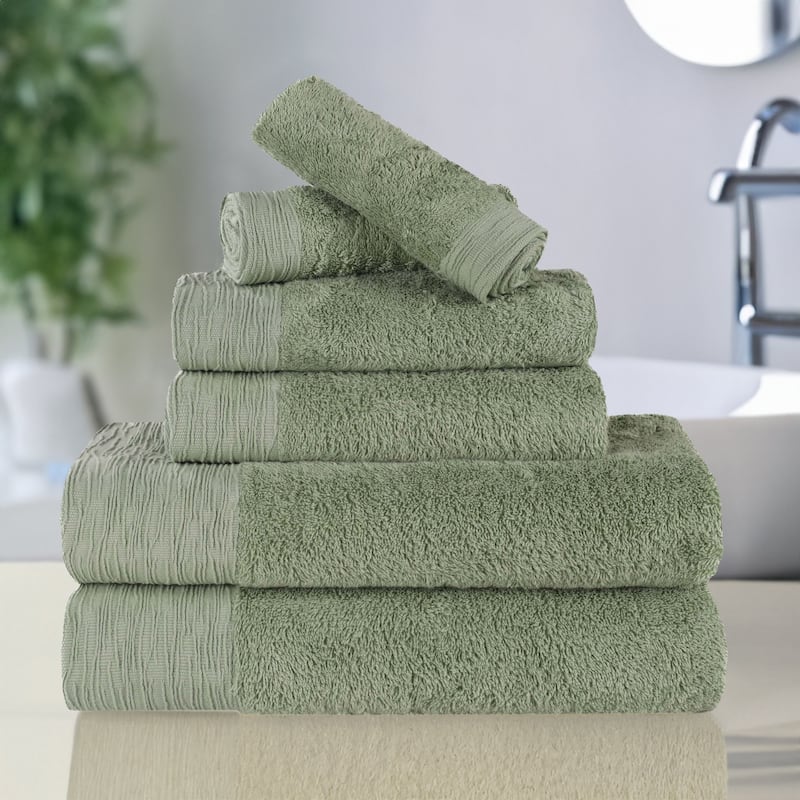 Superior Sierra Rayon From Bamboo Cotton Blend 6 Piece Bathroom Towel Set - Green