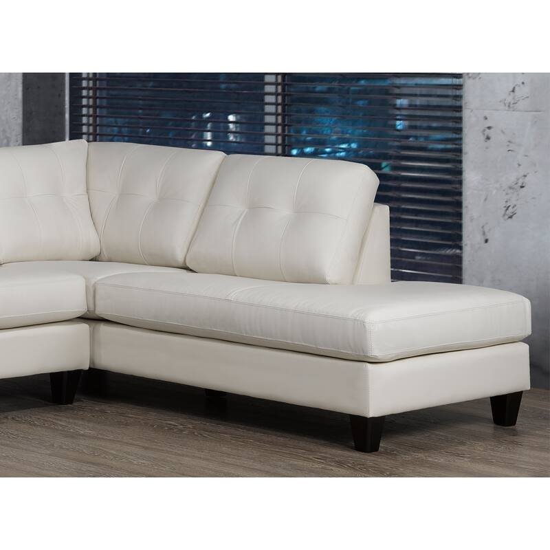 Tory Top Grain Leather Tufted Left/ Right-facing Sectional Sofa