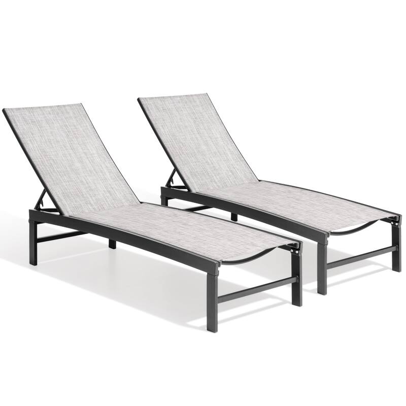 Outdoor Adjustable Aluminum Chaise Lounge Chairs for Patio Pool Terrace - See Picture