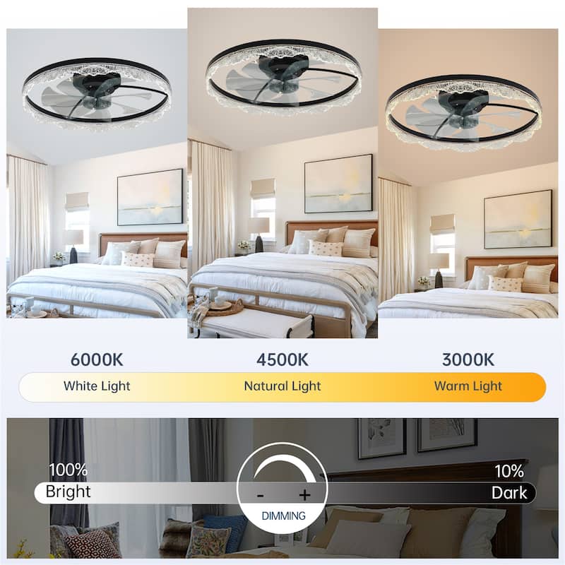 24" Decorative LED Ceiling Fan Light