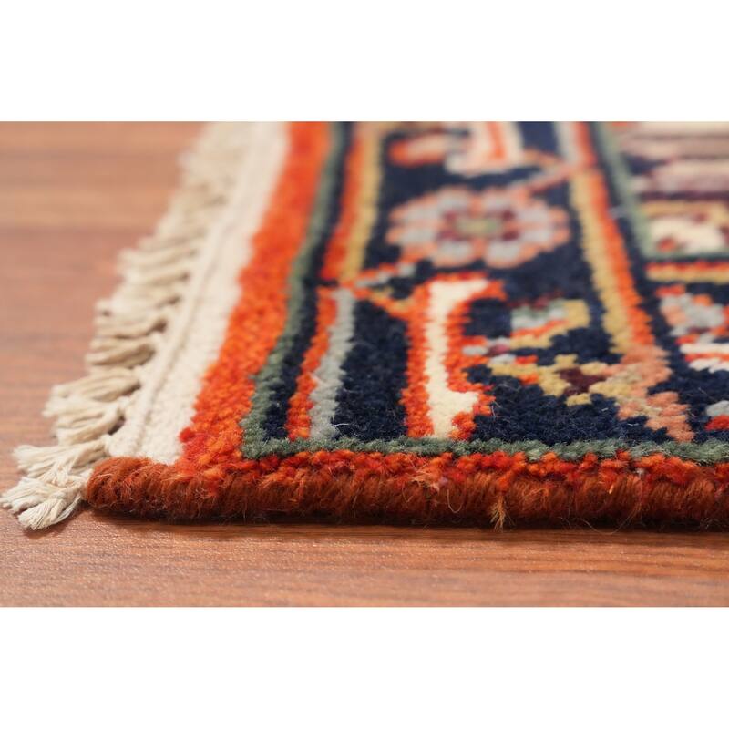 Hand Knotted Oriental 100% Wool Carpet Traditional Medallion Oranges & Rust Heriz (serapi) Area Rug - 3' 0'' X 2' 0''