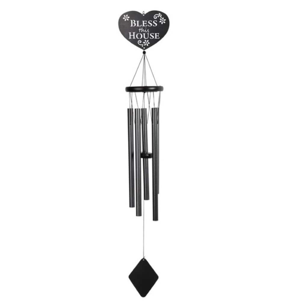 Q-Max 40" Long Metal Black Heart Shape Wind Chime