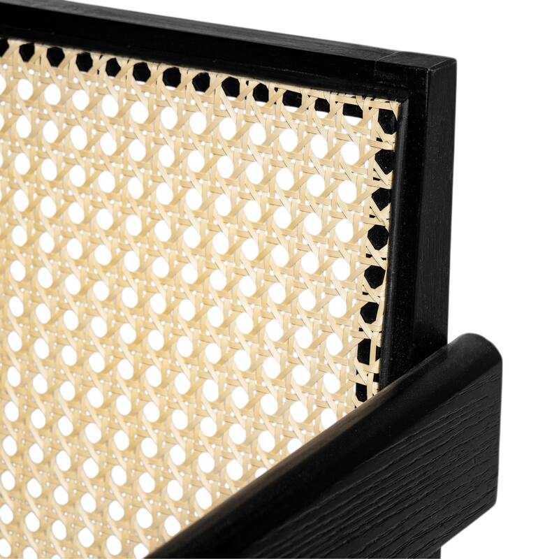 Farmhouse Kitchen Chairs Set of 2, Rattan Back Upholstered Arm Chairs