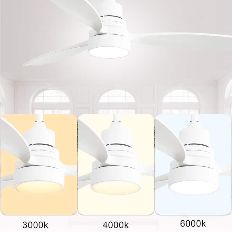 52" Farmhouse Style Wood Walnut Ceiling Fan With Lights and Remote Control, Dimmable LED Optional