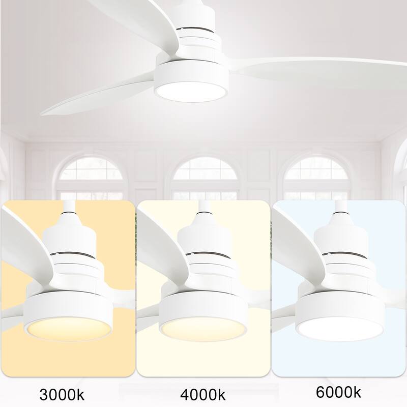 Sofucor 52" Indoor Wood Ceiling Fan Light with Remote, Integrated Light Optional