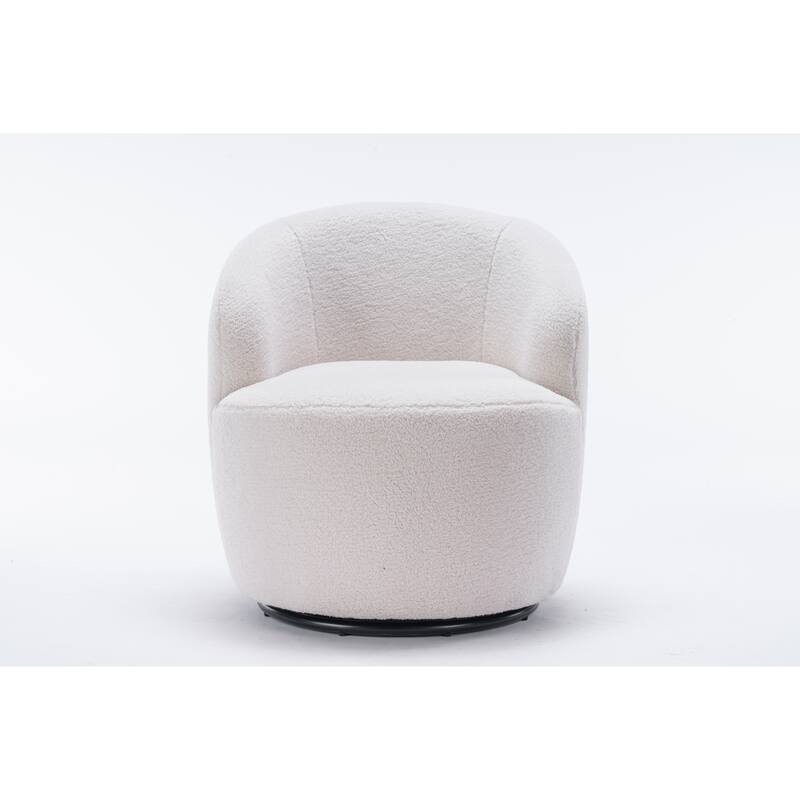 Ivory 25.6" Swivel Barrel Chair with Black Coating
