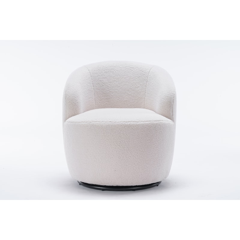 Swivel Teddy fabricaccent armchair barrel chair with black powder coating metal ring