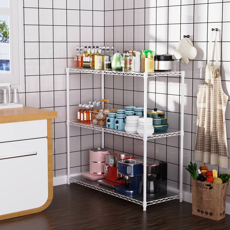3 Tier NSF Certified Wire Shelving Unit with Adjustable Height & 1050 LBS Load Capacity