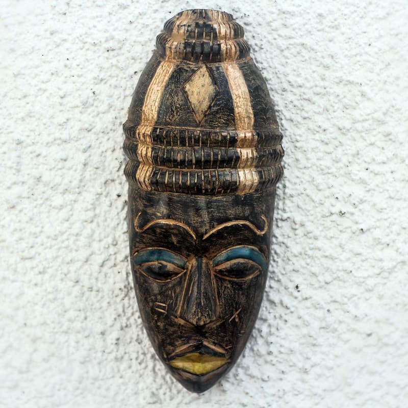 Novica Handmade Hat Wearer African Wood Mask