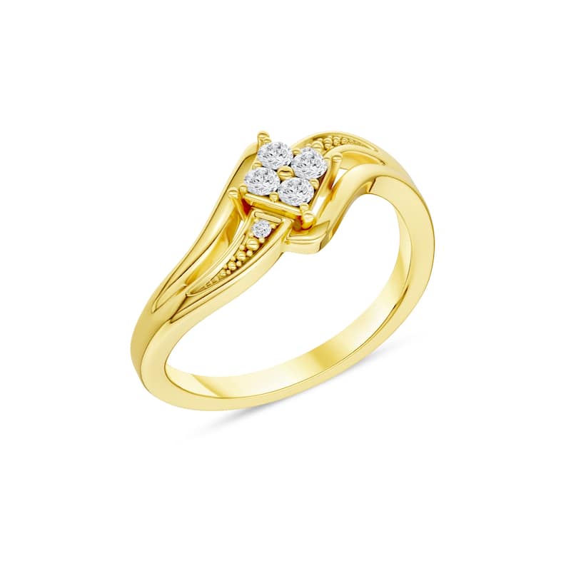 1/10ct TDW Diamond Bypass Engagement Ring in 10K Yellow Gold for Women