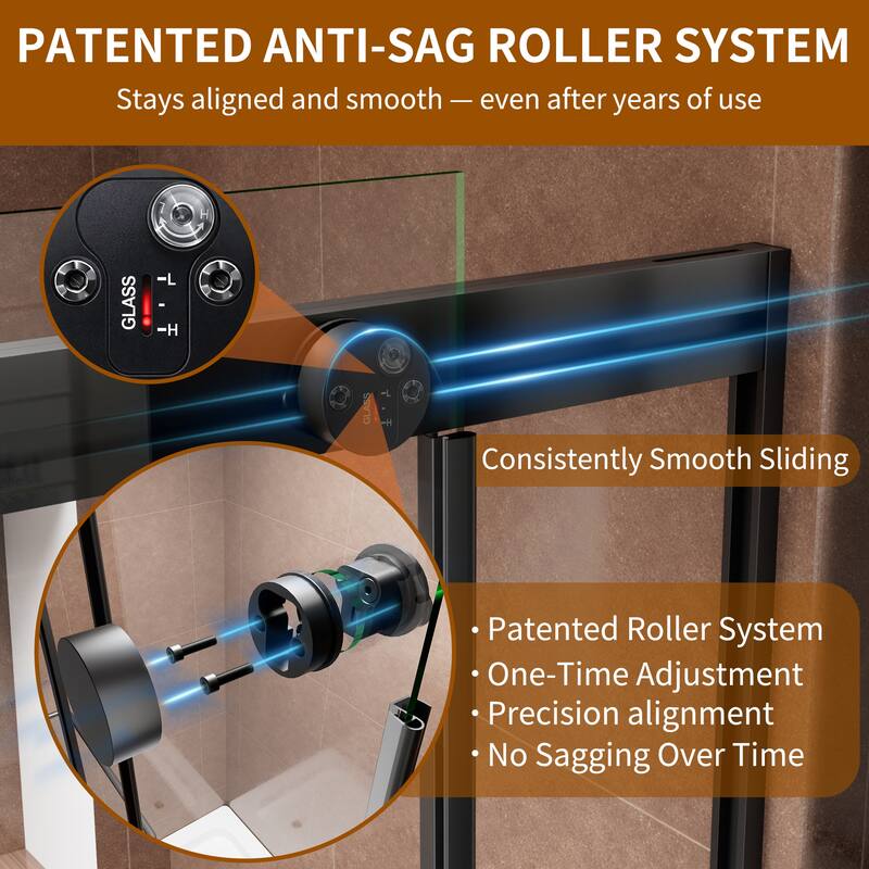 Modland Matte Black Sliding Shower Door.. - 56''-60''x 76''.