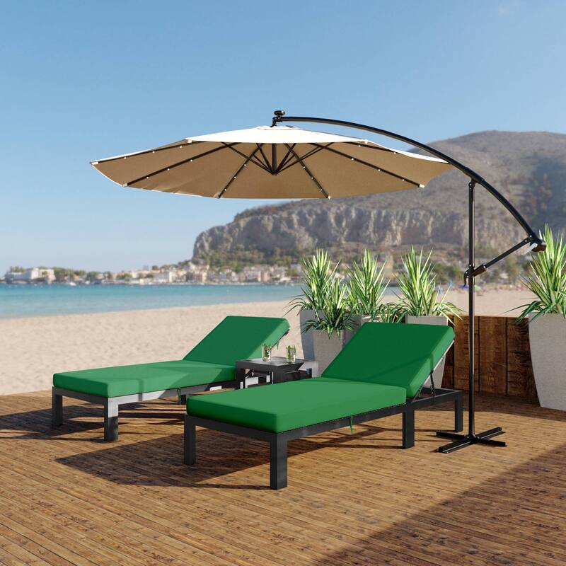 Chelsea Set of 2 Aluminum Armless Chaise Lounge Chair With Cushions for Outdoor Summer Patio Porch Beach Backyard Pool