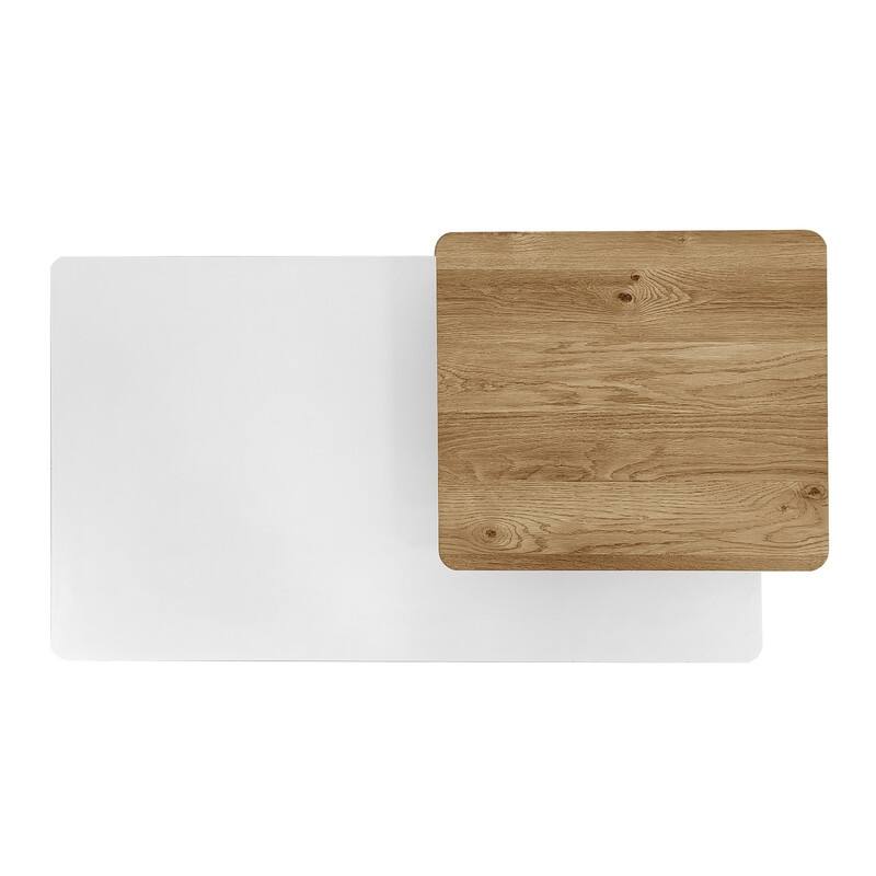 Set of 2 Modern Farmhouse Nesting Coffee Tables, Wood Finish Rectangle Living Room & Sofa Side Tables