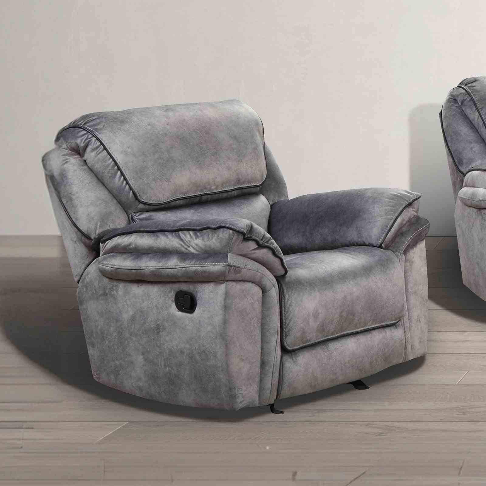 Transitional Gray Pillow Top Arms 1-Piece Manual Recliner