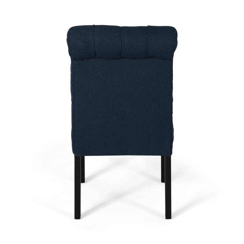 Modern Set of 2 Dining Chairs with Tufted Diamond-Stitched Backrest, Padded Seat, Solid Wood Legs for Dining Room, Living Room