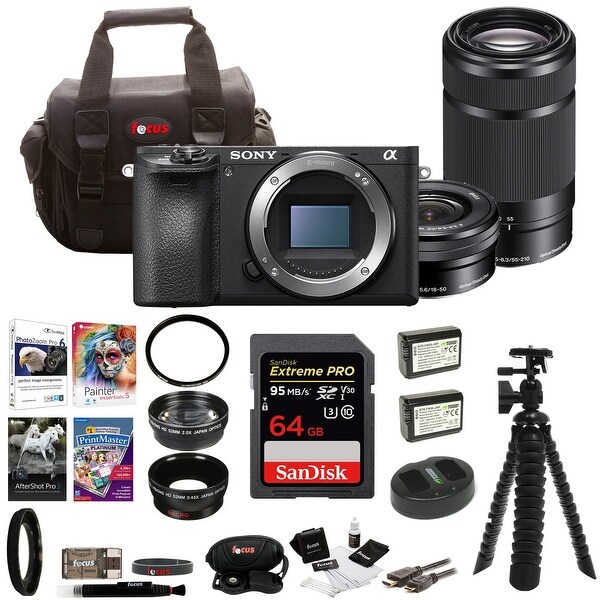 Sony a6500 Mirrorless Camera w/ 55-210mm Lens & 32GB SDHC Accessory Bundle