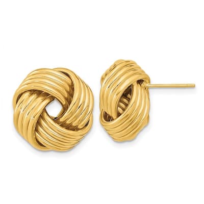 Curata 14k Yellow Gold 16x17mm 4-Row Love Knot Post Earrings