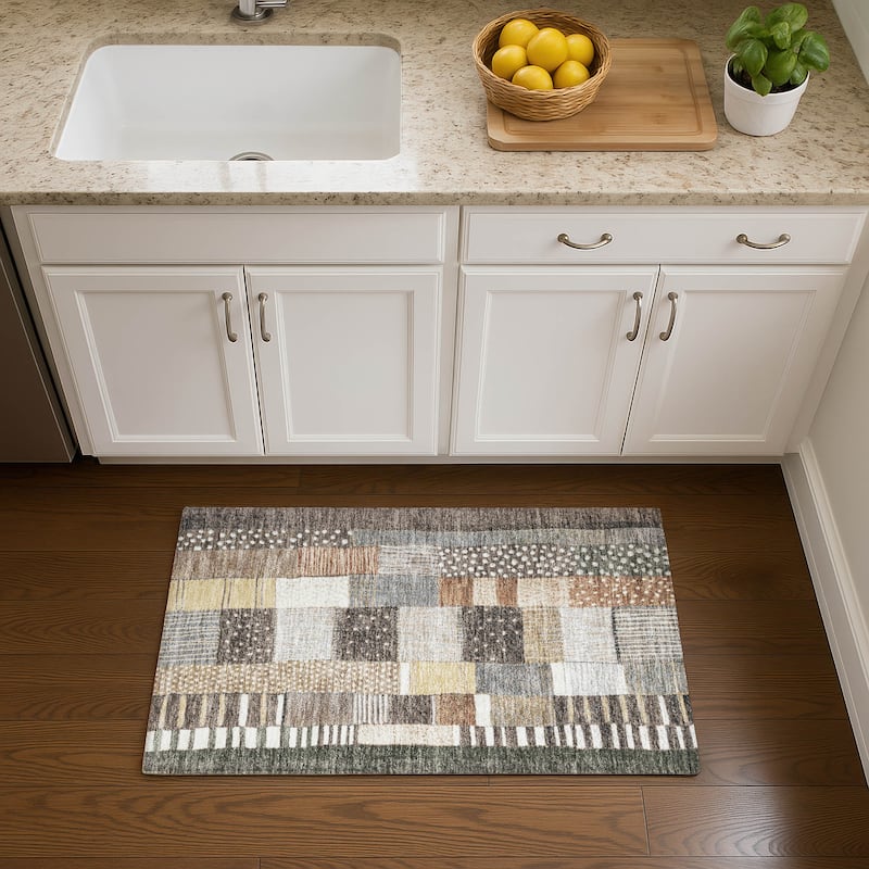 Premium Washable Super Soft Modern Patchwork Mayfield Rug - Brown - 1'8" x 2'6"