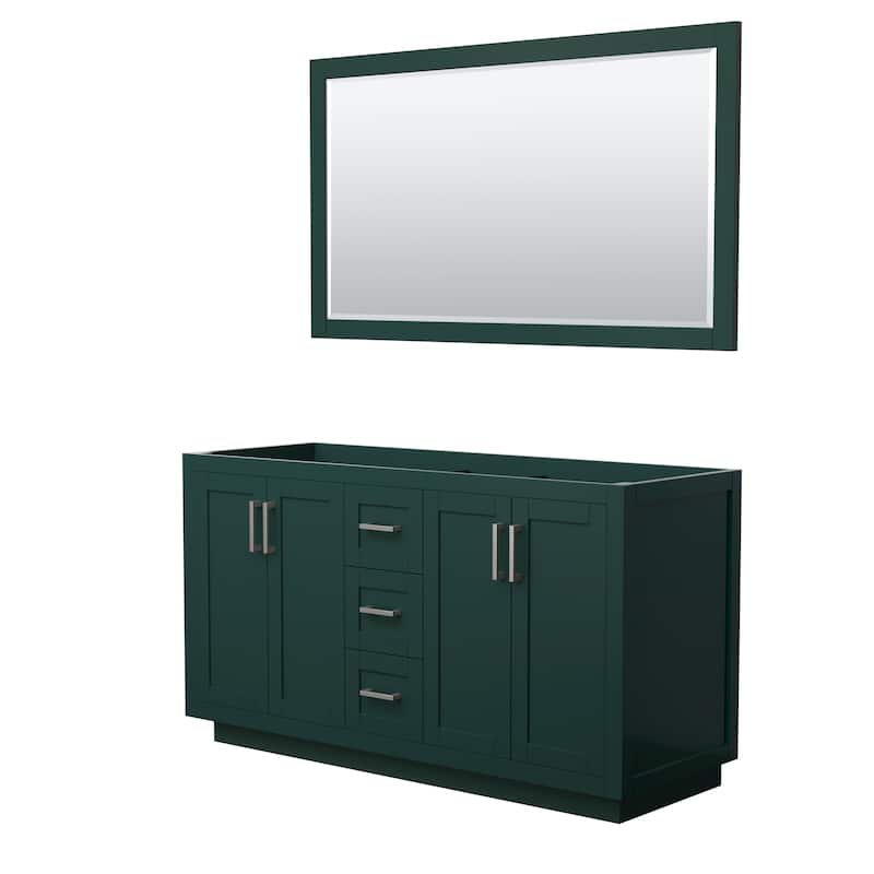 Miranda Bathroom Vanity Cabinet, 58-Inch Mirror - 60-Inch Double - Green, Brushed Nickel Trim, No Top