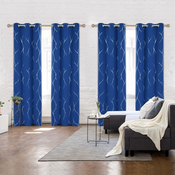 Deconovo 42 Width Silver Line Blackout Curtains(4 Panel) - Bed