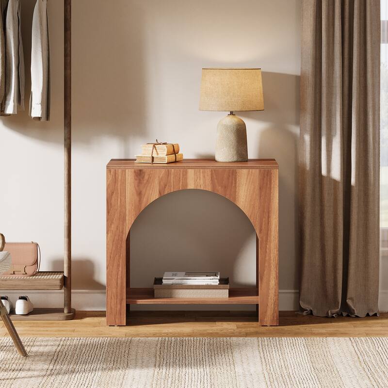 Nightstand 2 Tiers Side Table with Storage Shelf Farmhouse Bedside Table for Bedroom