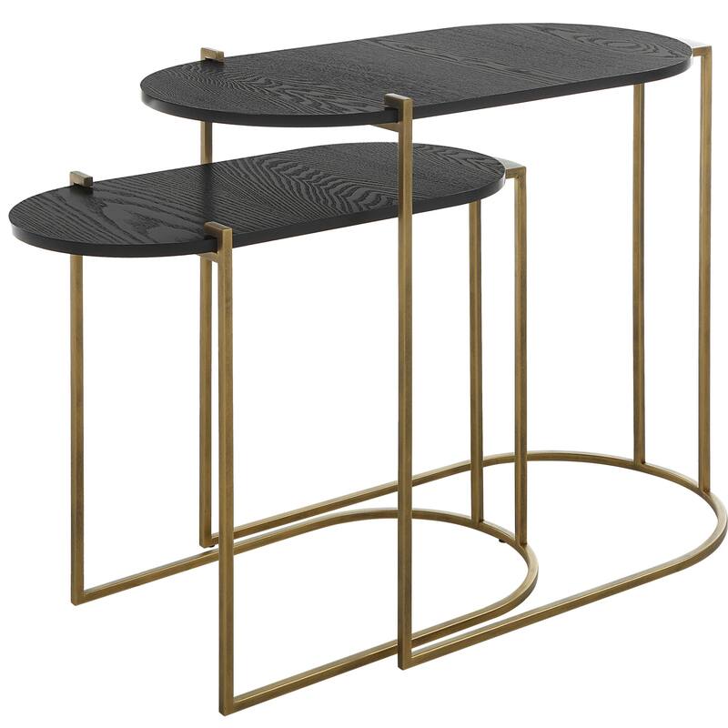 Uttermost 22882 13.75" Wide Ash, Iron, and MDF End Table Set