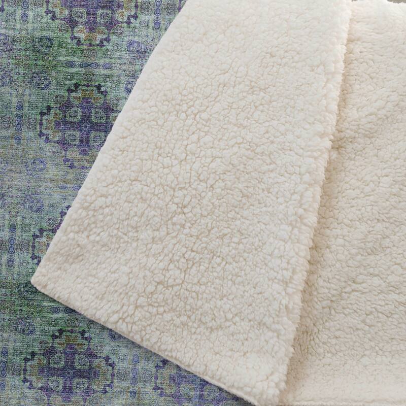 Premium Machine Washable Boho Imprints Sherpa Throw Blanket