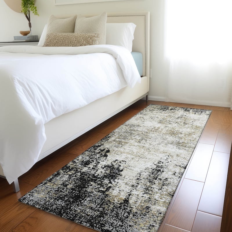 Premium Washable Super Soft Solid Casual Mayfield Rug - Black - 2'3" x 7'6"