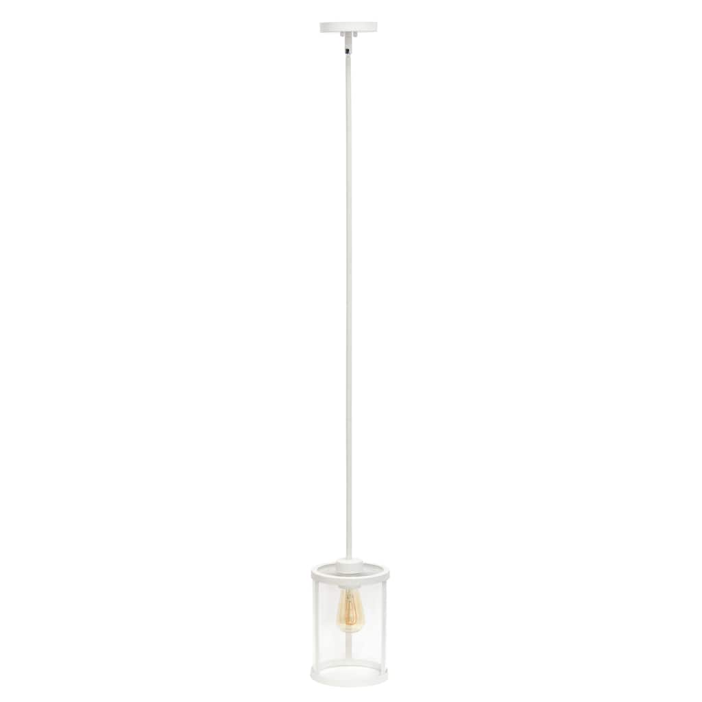 Adjustable Pendant Light - Metal & Glass 1-Light - Kitchen Island, Foyer, Hallway - White Finish - 9.5