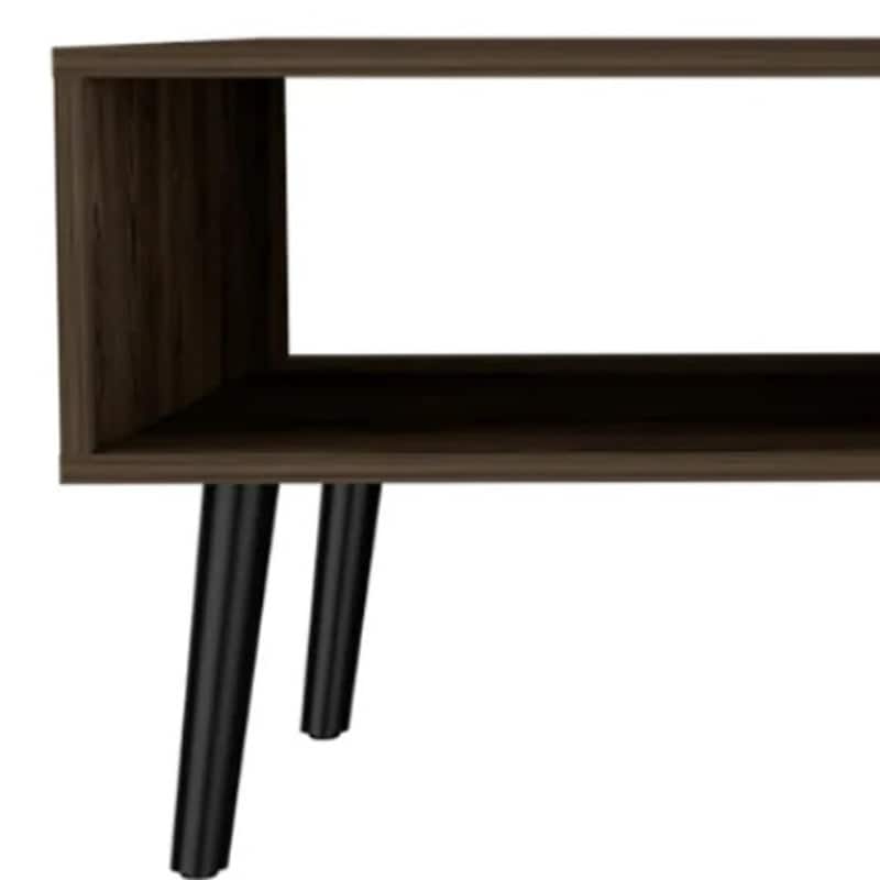 40-Inch Coffee Table with Functional Storage Brown and Black Design Rectangular Wooden Table with Shelf and Drawer