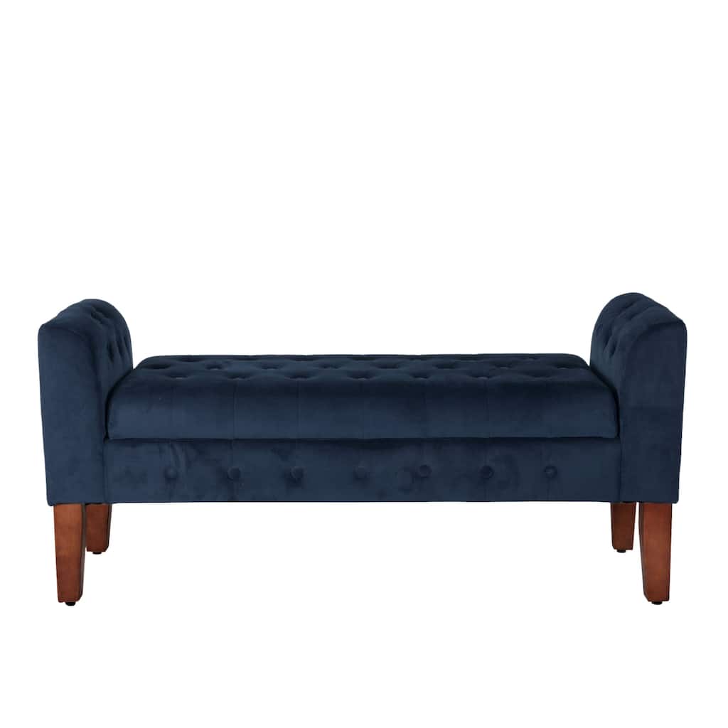 Copper Grove Malakoff Navy Velvet Storage Bench/ Settee