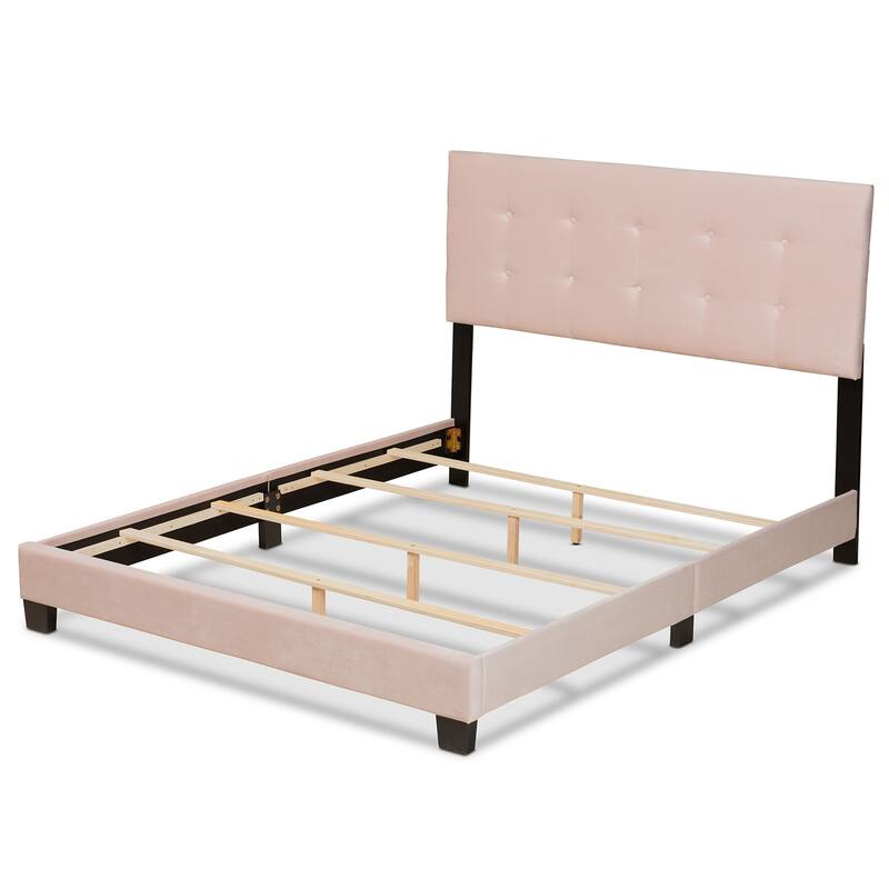 Caprice Modern Glam Velvet Fabric Upholstered Panel Bed