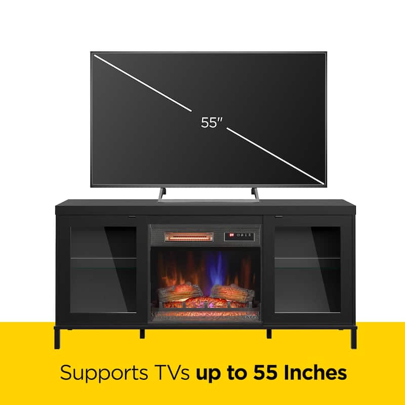 duraflame® Electric Fireplace TV Stand with Modern LED Lights and Storage, Black
