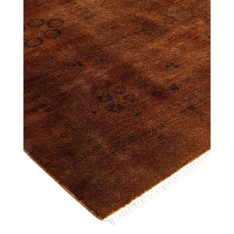 Overton Hand Knotted Wool Vintage Inspired Modern Contemporary Overdyed Yellow Area Rug - 8' 10" x 11' 10"