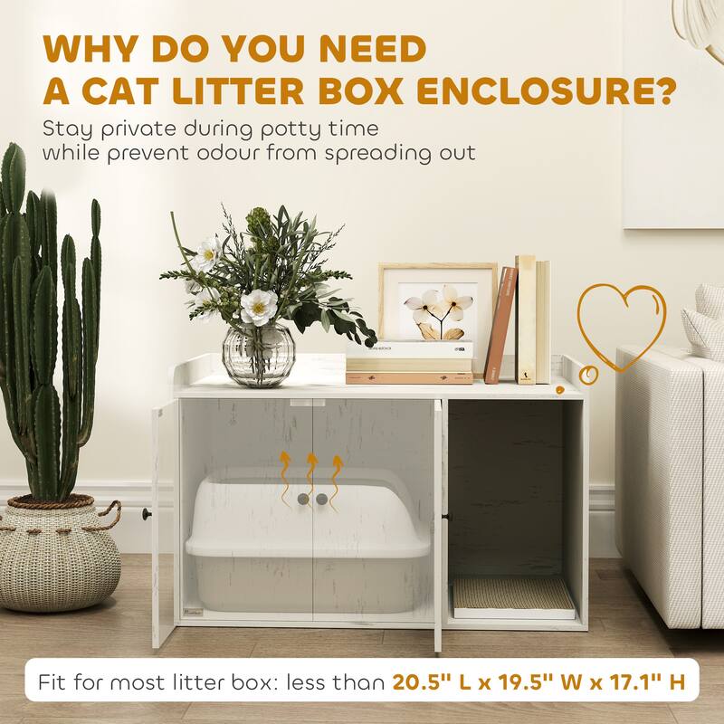 Wooden Cat House With Litter Box Storage And TV Stand