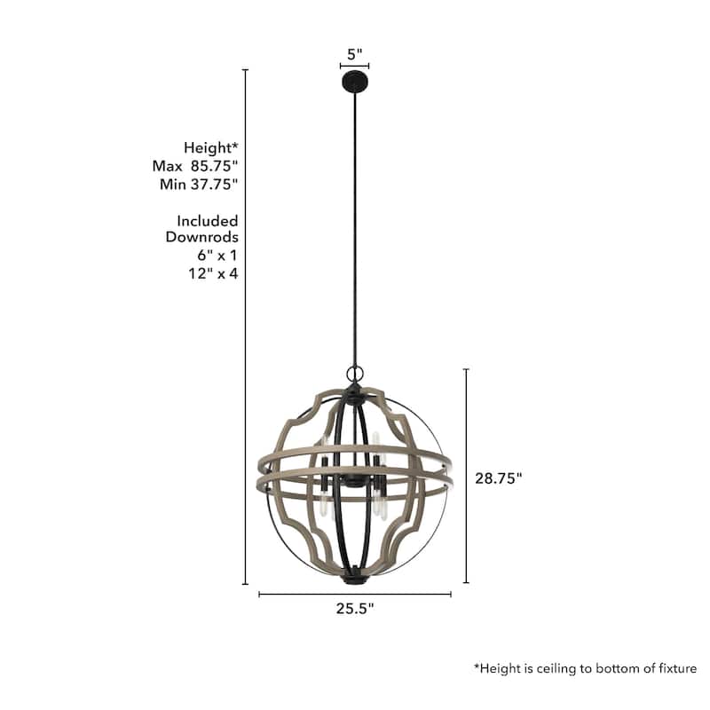 Hunter 25" Stone Creek 8-Light Pendant - Entry, Dining Room, Kitchen Island - Modern Farmhouse, Rustic, Transitional