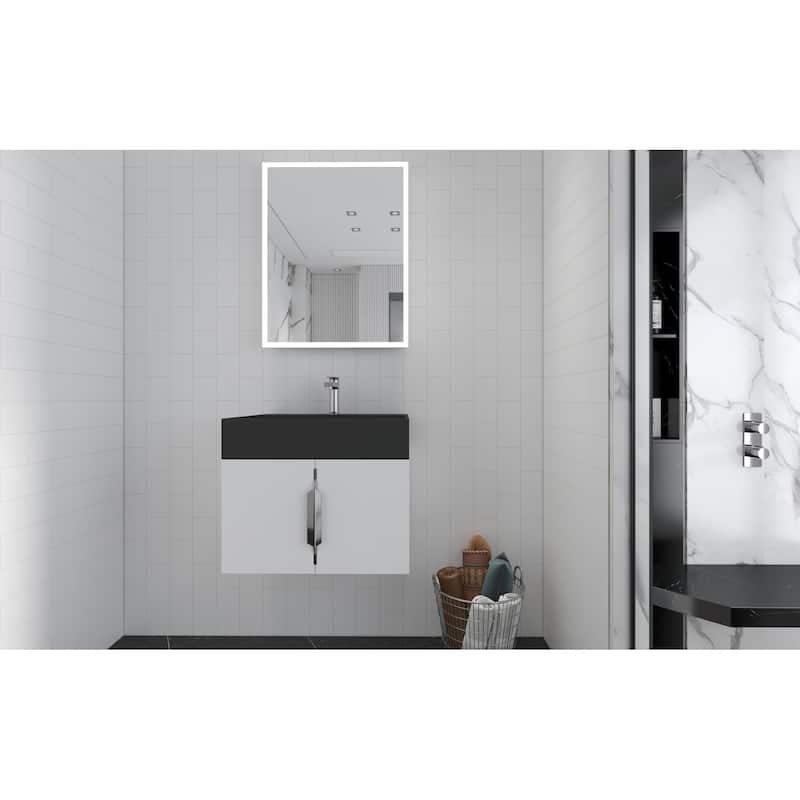 Amazon 24" Wall Mounted Bathroom Vanity Set w/ Black Top