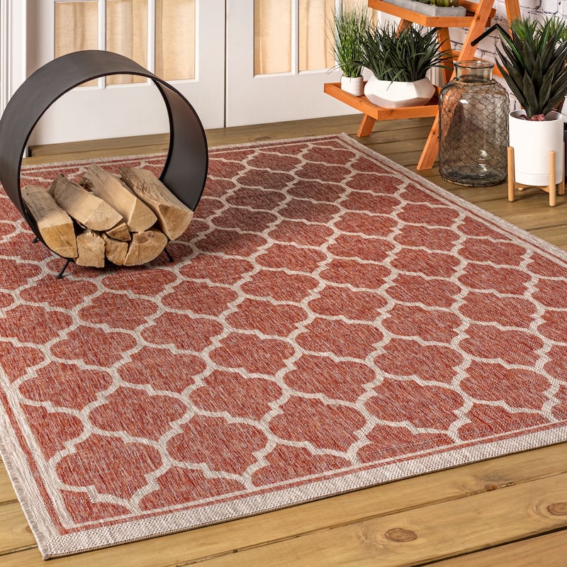 JONATHAN Y Zinnia Textured Weave Indoor/Outdoor Area Rug - 6' x 9' - Red/Beige