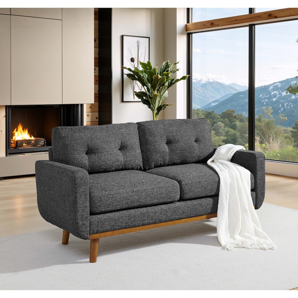 Anmytek Mid-Century Modern 67.7" Wide Tufted Upholstered Loveseat Sofa