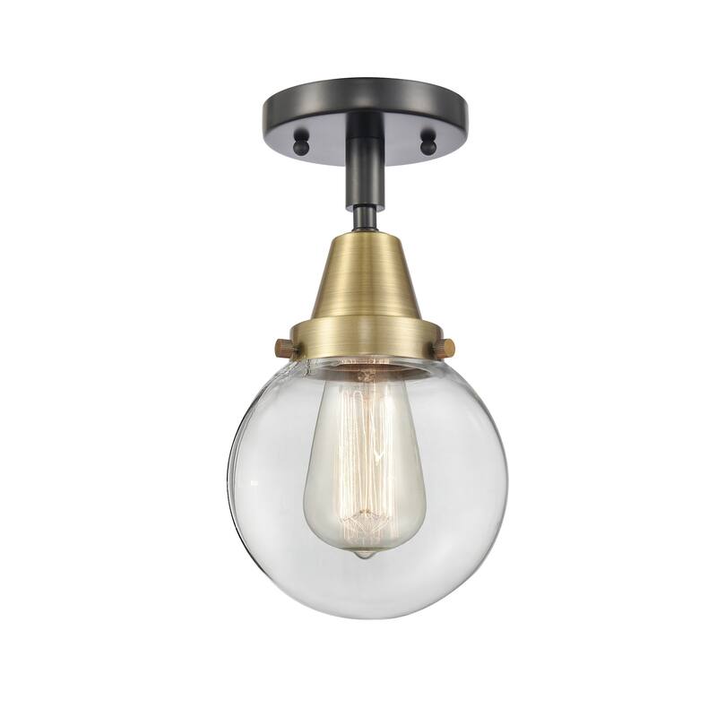 Innovations Lighting 447-1C-11-6 Beacon Flush Mount Beacon 6" Wide - Black Antique Brass / Clear