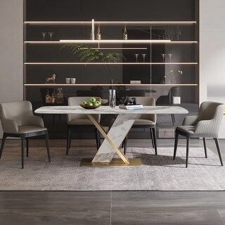 Special Base Modern Brilliant Sintered Stone Dining Table - Bed Bath ...